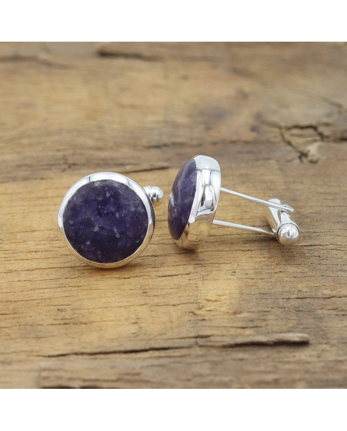 Lapidolite Cufflinks 925 Sterling Silver Cufflinks for Men