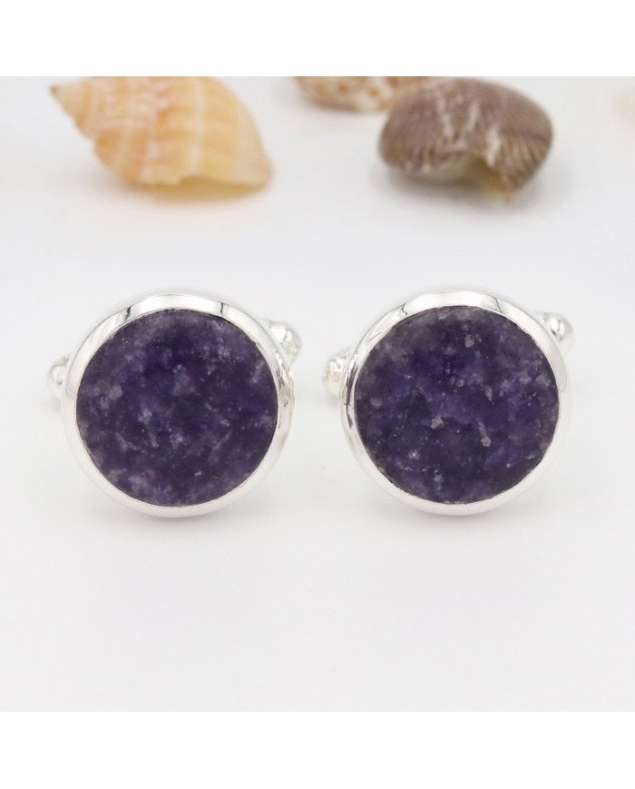 Lapidolite Cufflinks 925 Sterling Silver Cufflinks for Men