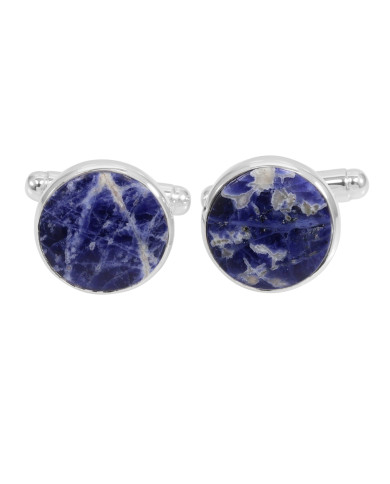 Sodalite Cufflinks 925 Sterling Silver Cufflinks for Men