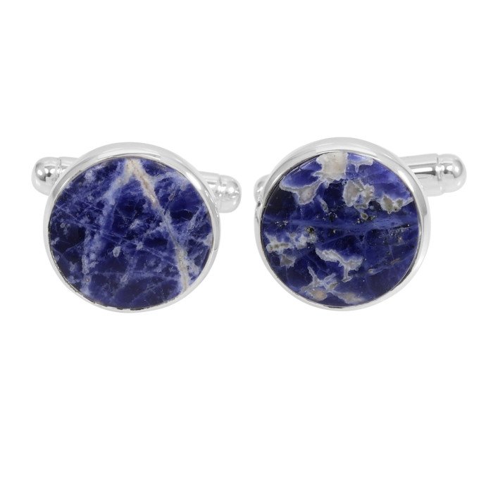 Sodalite Cufflinks 925 Sterling Silver Cufflinks for Men