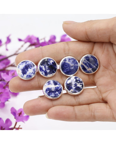 Sodalite Cufflinks 925 Sterling Silver Cufflinks for Men