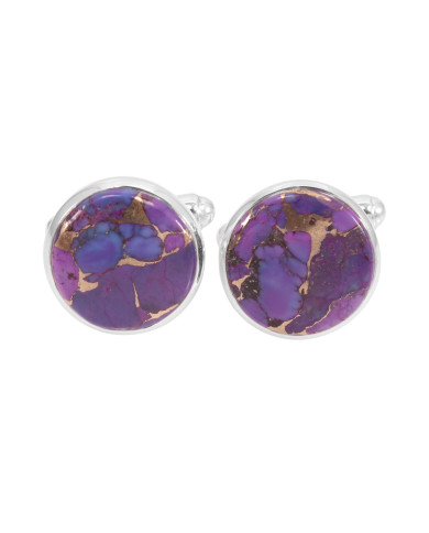 Sterling Silver Purple Copper Turquoise Cufflink for Men