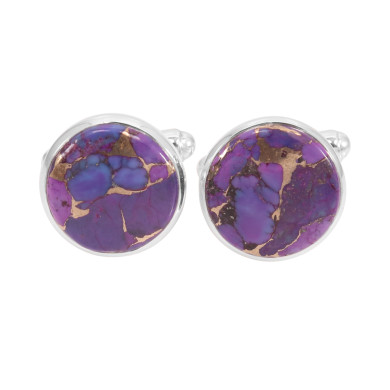 Sterling Silver Purple Copper Turquoise Cufflink for Men