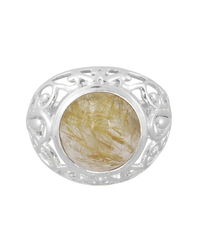 925 Sterling Silver Natural Rutilated Quartz Ring