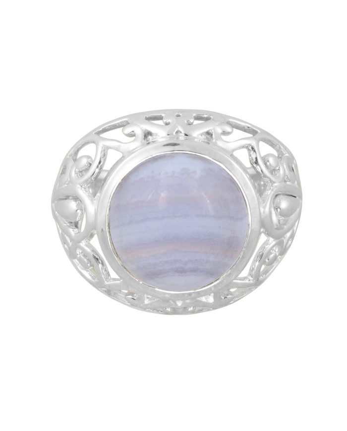Blue Lace Agate Solid Sterling Silver Ring For Women