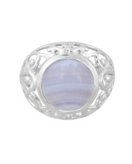 Blue Lace Agate Solid Sterling Silver Ring For Women