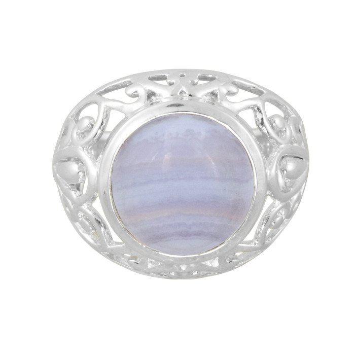 Blue Lace Agate Solid Sterling Silver Ring For Women