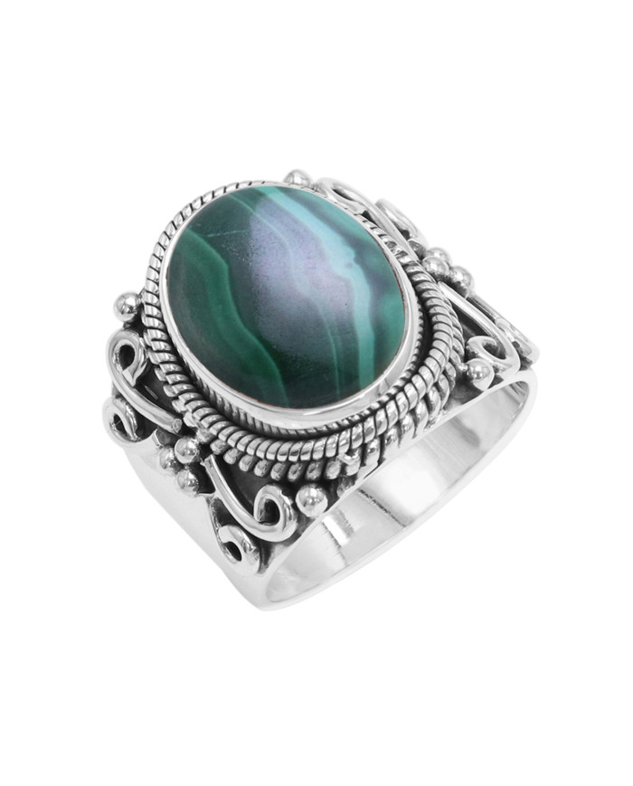 Malachite Gemstone 925 Sterling Silver Ring