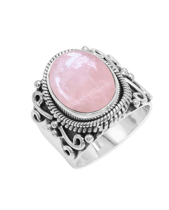 Rose Quartz 925 Sterling Silver Handcrafted Ring