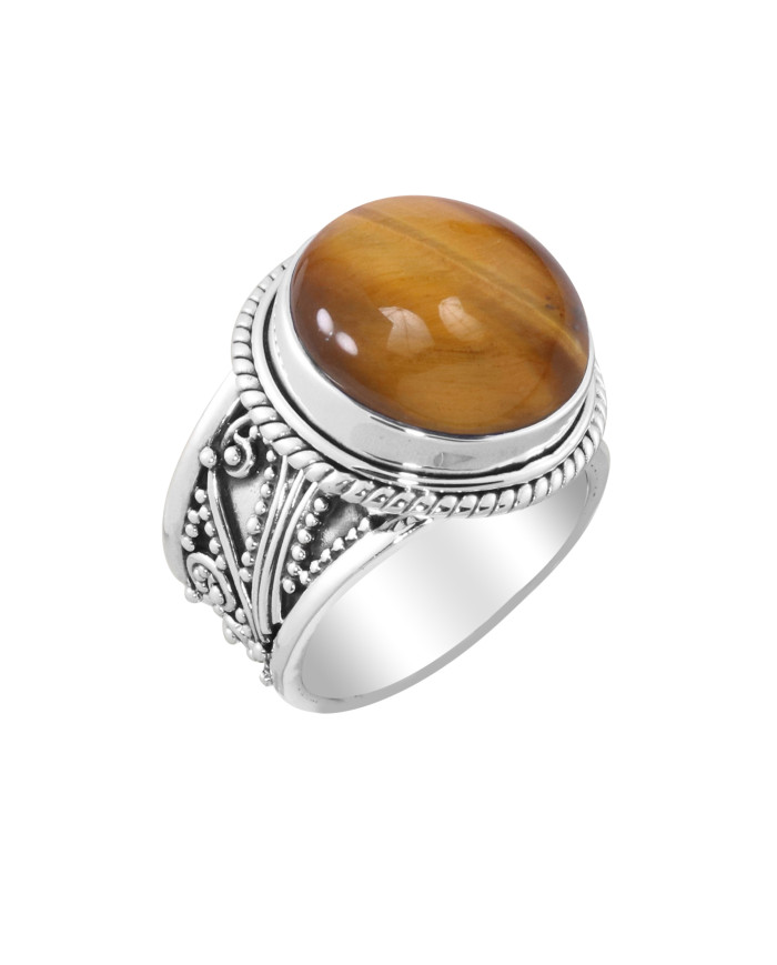 Tiger Eye 925 Sterling Silver Handcrafted Statement Ring