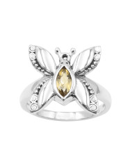 Citrine November Birthstone 925 Sterling Silver Butterfly Ring