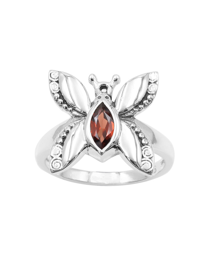 Garnet 925 Sterling Silver Butterfly Ring