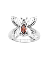 Garnet 925 Sterling Silver Butterfly Ring