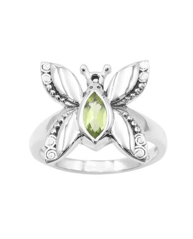 Peridot 925 Sterling Silver Butterfly Design Ring