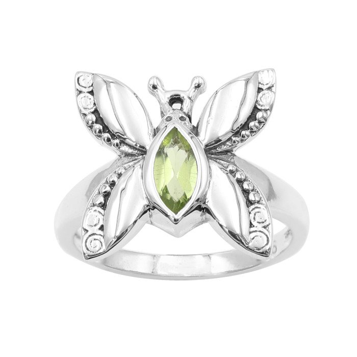 Peridot 925 Sterling Silver Butterfly Design Ring