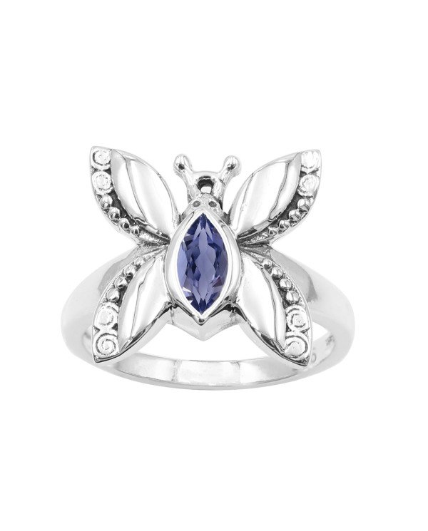 Iolite Ring Butterfly Design Ring 925 Sterling Silver Ring