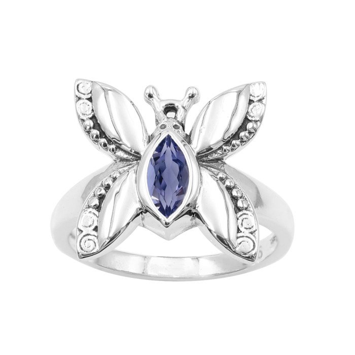 Iolite Ring Butterfly Design Ring 925 Sterling Silver Ring