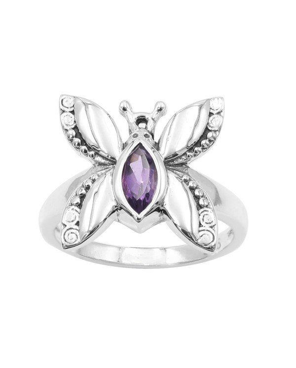 Butterfly Design Amethyst 925 Sterling Silver Ring
