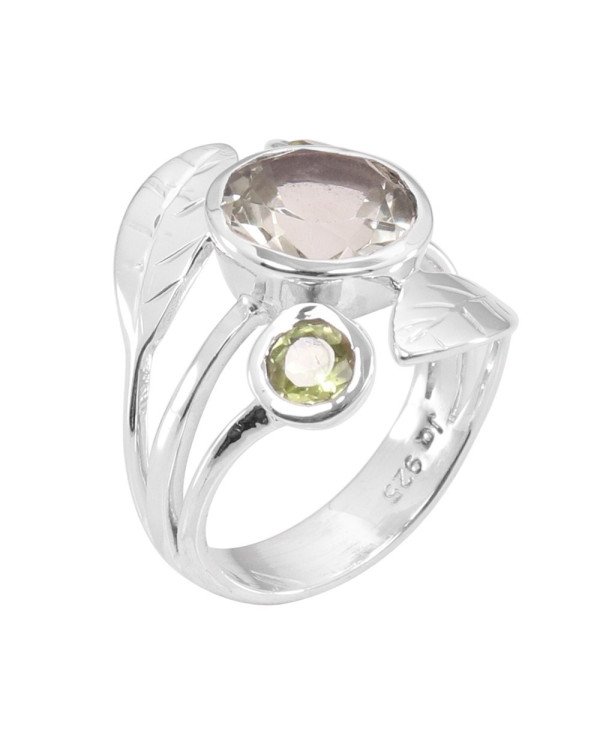 Green Amethyst Ring Peridot Ring 925 Sterling Silver Ring