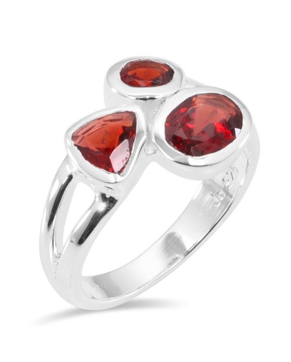 925 Sterling Silver Garnet Handcrafted Silver Ring