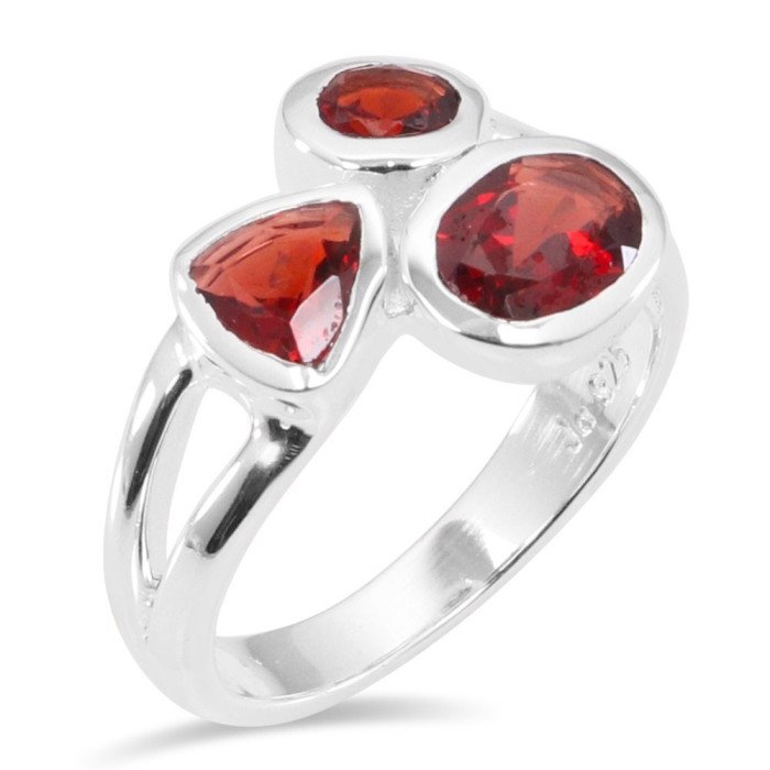 925 Sterling Silver Garnet Handcrafted Silver Ring