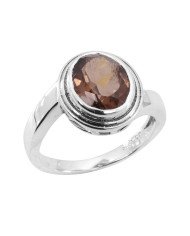 Smoky Quartz Gemstone 925 Sterling Silver Ring