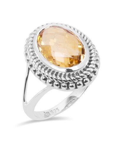 Citrine 925 Sterling Silver November Birthstone Ring