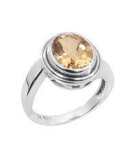 Citrine 925 Sterling Silver November Birthstone Ring