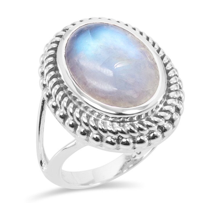 Rainbow Moonstone 925 Sterling Silver June Birthstone Ring