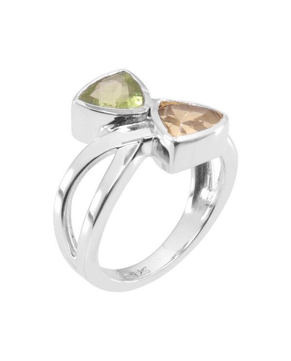 Peridot Citrine 925 Sterling Silver Ring