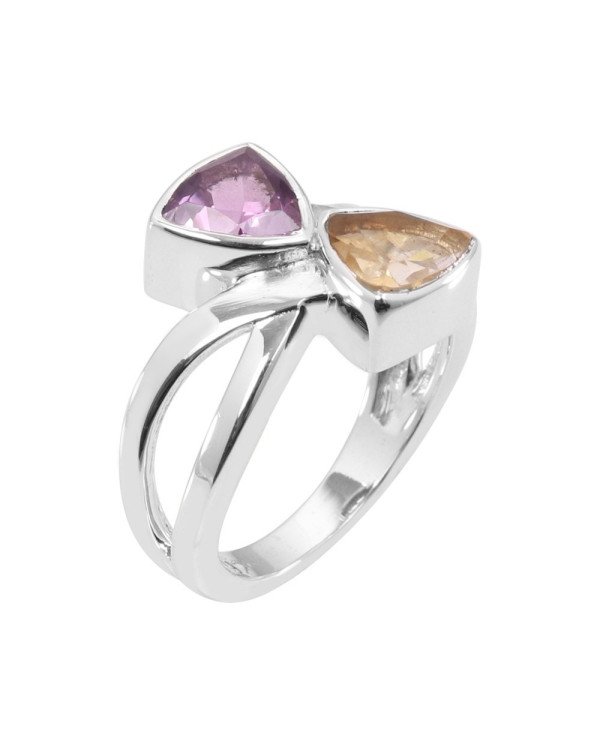 Citrine, Amethyst, 925 Sterling Silver Ring