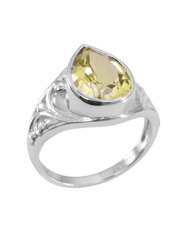 Lemon Quartz 925 Sterling Silver Ring