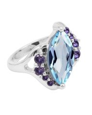 Sky Blue Topaz, Iolite 925 Sterling Silver Ring
