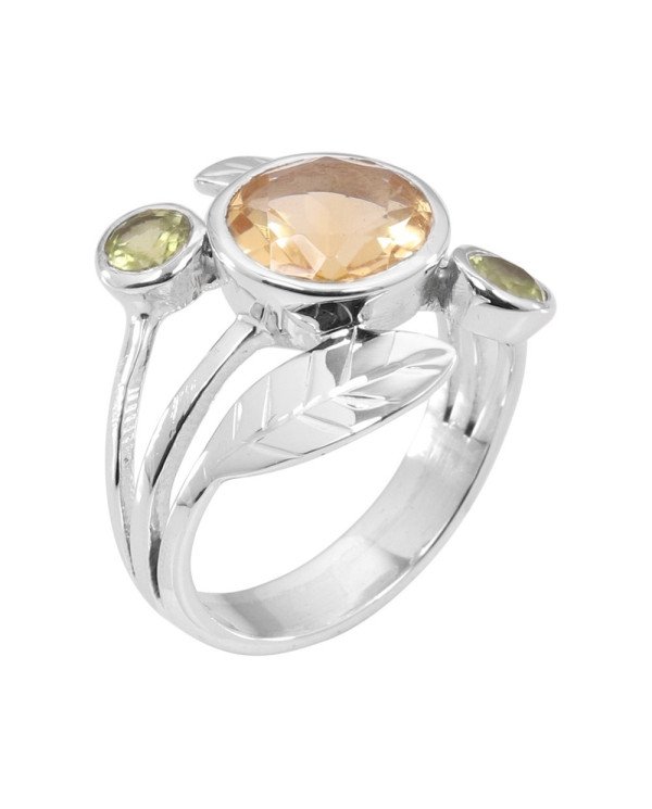 Citrine Peridot 925 Sterling Silver Cocktail Ring