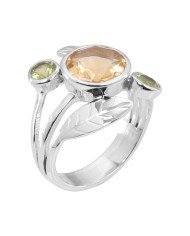 Citrine Peridot 925 Sterling Silver Cocktail Ring