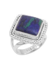 Azurite Malachite 925 Sterling Silver Statement Ring