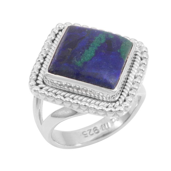 Azurite Malachite 925 Sterling Silver Statement Ring
