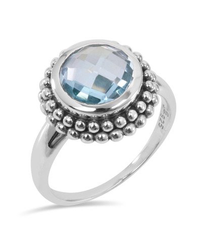 Sky Blue Topaz 925 Sterling Silver Natural Gemstone Ring