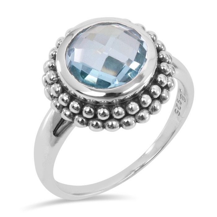 Sky Blue Topaz 925 Sterling Silver Natural Gemstone Ring