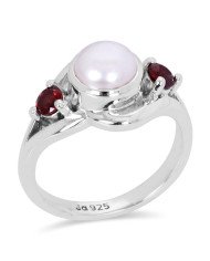Pearl Garnet 925 Sterling Silver Ring