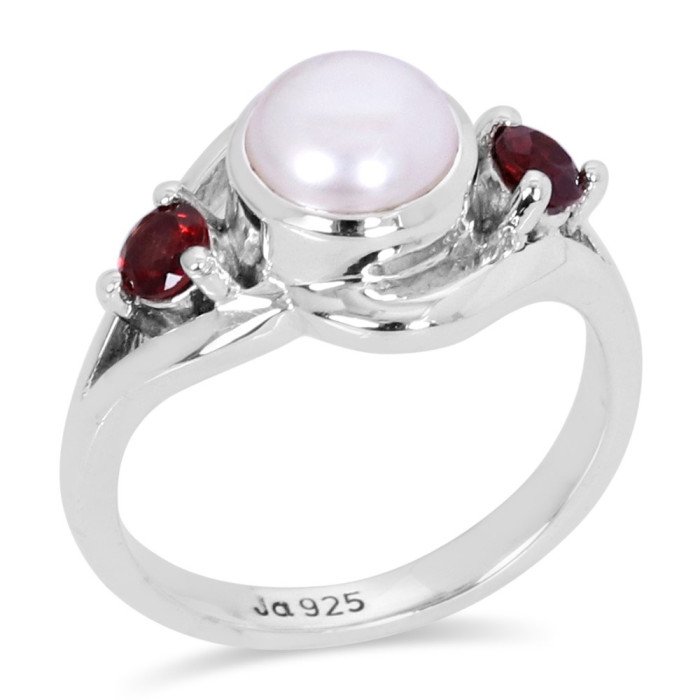 Pearl Garnet 925 Sterling Silver Ring
