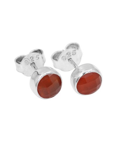 925 Sterling Silver Red Onyx Handmade Stud Earring