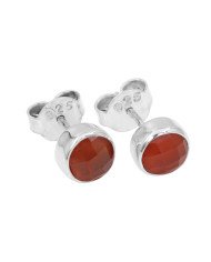 925 Sterling Silver Red Onyx Handmade Stud Earring