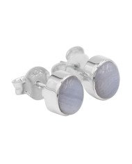 Blue Lace Agate Handmade 925 Sterling Silver Stud Earring