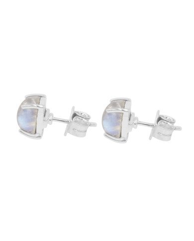 Moonstone 925 Sterling Silver Prong Set Stud Earrings