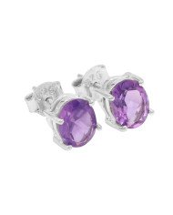 Amethyst 925 Sterling Silver February Birthstone Stud Earrings