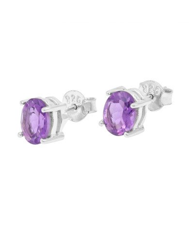 Amethyst 925 Sterling Silver February Birthstone Stud Earrings