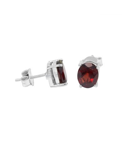 Garnet 925 Sterling Silver January Birthstone Stud Earrings