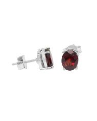 Garnet 925 Sterling Silver January Birthstone Stud Earrings