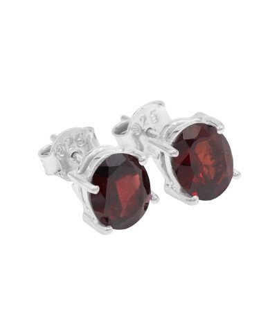 Garnet 925 Sterling Silver January Birthstone Stud Earrings